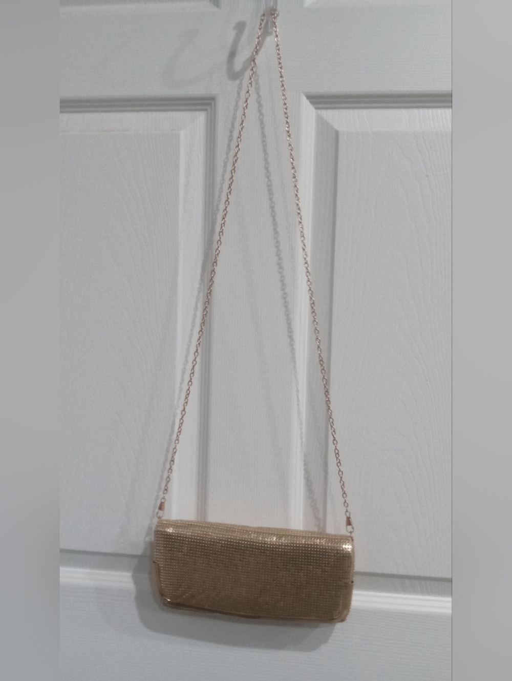 Lulu Townsend Gold Sparkle Chain Strap Clutch